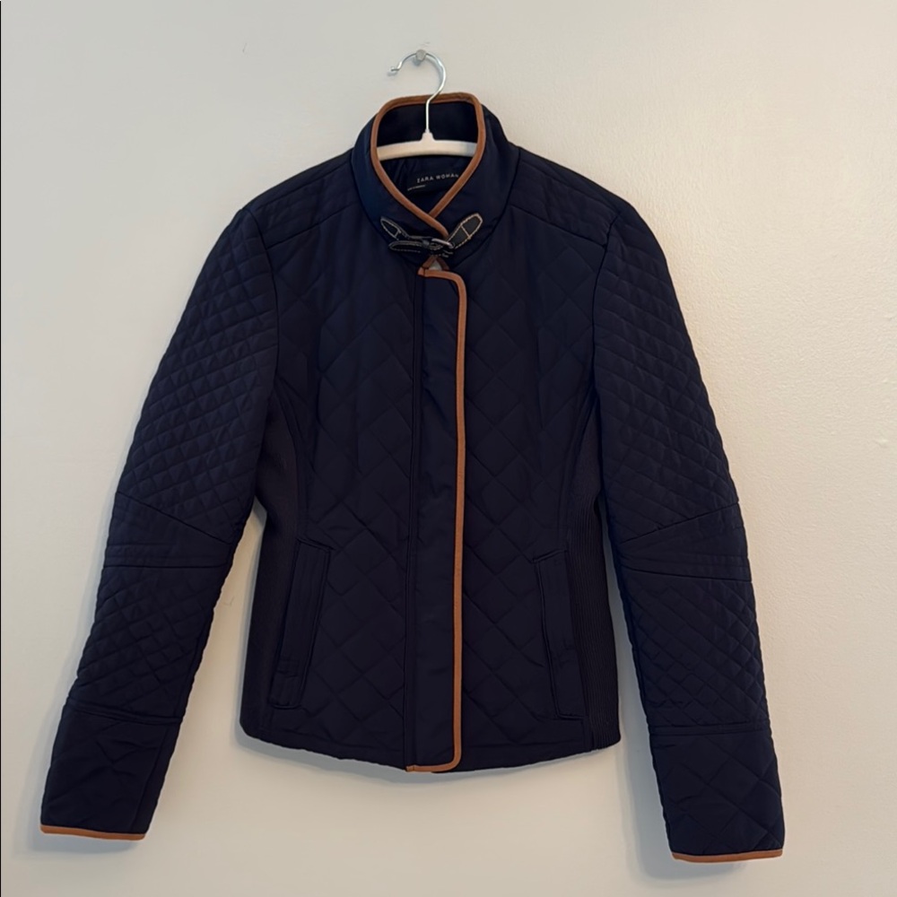 Zara Blue and Tan quilted jacket size small